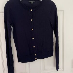 J. Crew Merino Wool Cardigan with Gold Accents